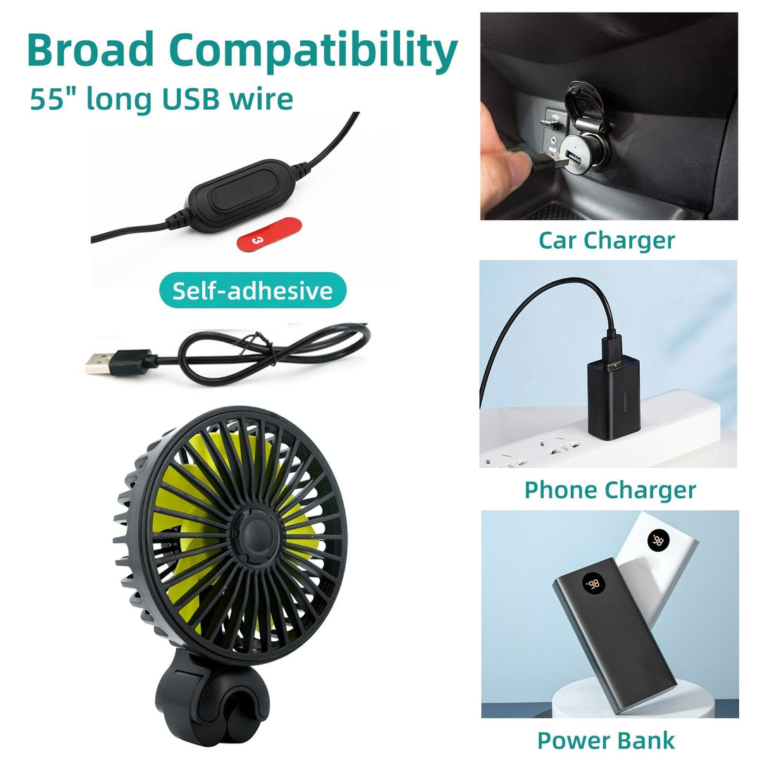 Portable Car Fan Cooler with USB and 3 Wind Settings | Kalsten