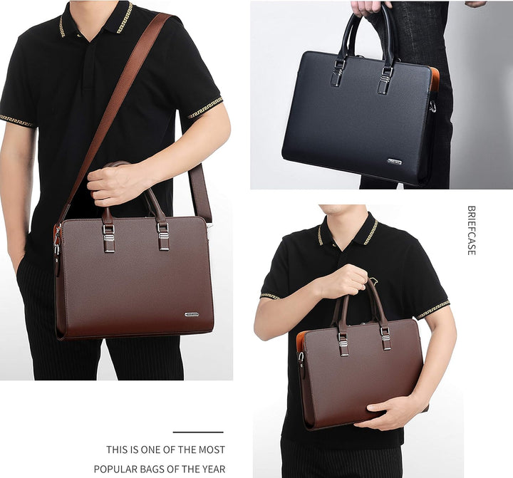 Genuine Leather Multi-Compartment Business Briefcase for Professionals | Kalsten