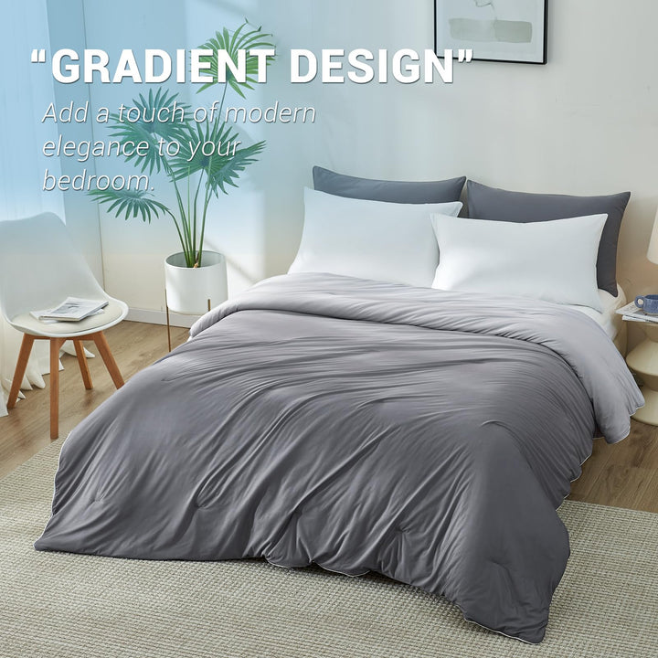 Cooling Comforter Q-Max > 0.5, Breathable & Soft, Gradient Gray | Kalsten
