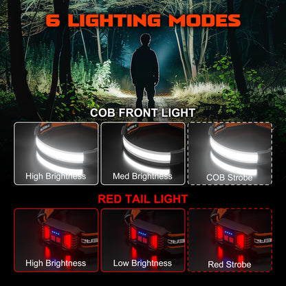 Skanto | Hopedone Rechargeable Headlamp 1000 Lumens, 230° Wide Angle, Waterproof, 2-Pack, Orange