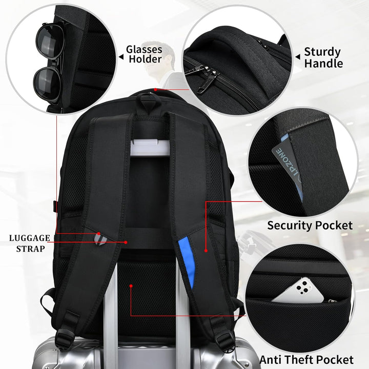 Water-Resistant Travel Laptop Backpack with USB Port & Organised Storage | Kalsten