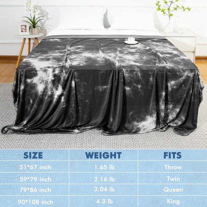 Tie Dye Cooling Blanket – Q-Max 0.5+ Double-Layer Dual-Sided Cool Touch Blanket for Comfortable Summer Nights-Grey | Kalsten