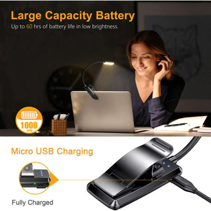 Buy 9-LED USB rechargeable reading lamp for reading in bed - eye-friendly, infinitely dimmable | Small lightweight Clip-On reading lamp