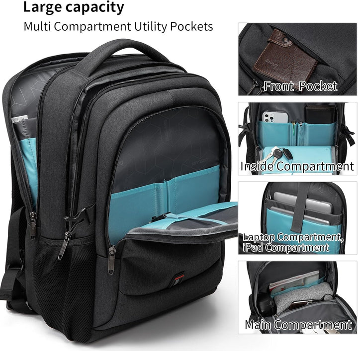 Water-Resistant Travel Laptop Backpack with USB Port & Organised Storage | Kalsten