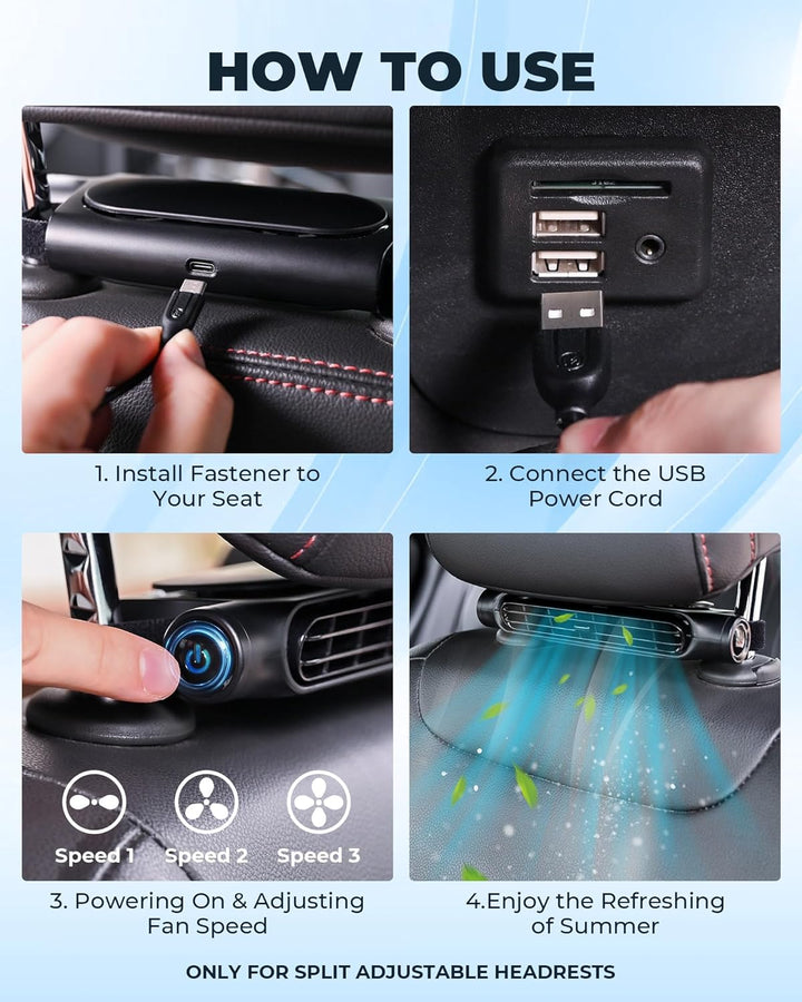 Kalsten | 3 Speeds USB Car Cooling Fan & Headrest Mount – AutoBreeze (1+1 FREE)