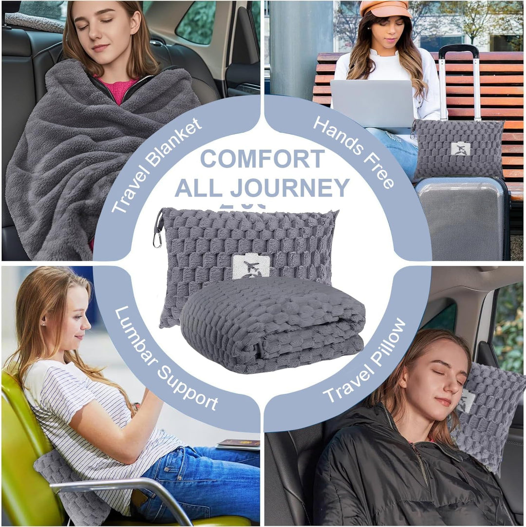 Kalsten | Packable Flannel Travel Blanket with Pillow Bag and Luggage Sleeve – Trevora