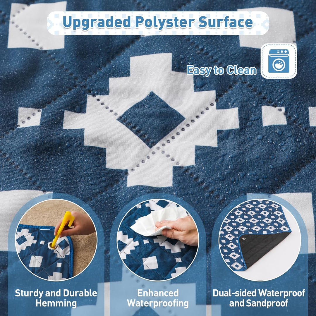 Kalsten | Extra Large Waterproof Picnic Blanket 200 × 200 cm with 3 Layers – MeadowRest
