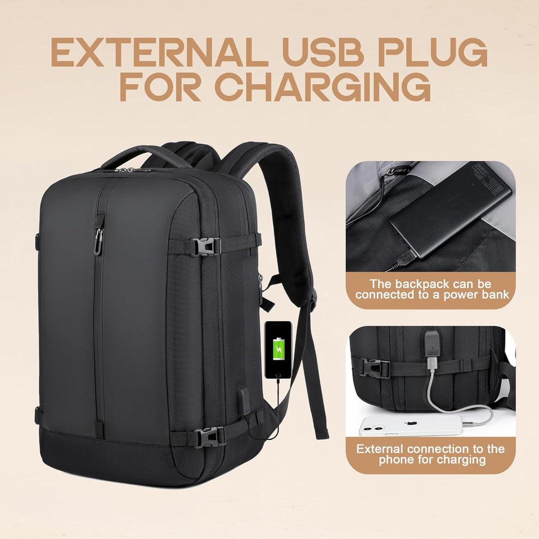 40L Expandable Waterproof Travel Backpack with USB Port & 17” Laptop Sleeve – AirVoyage | Kalsten