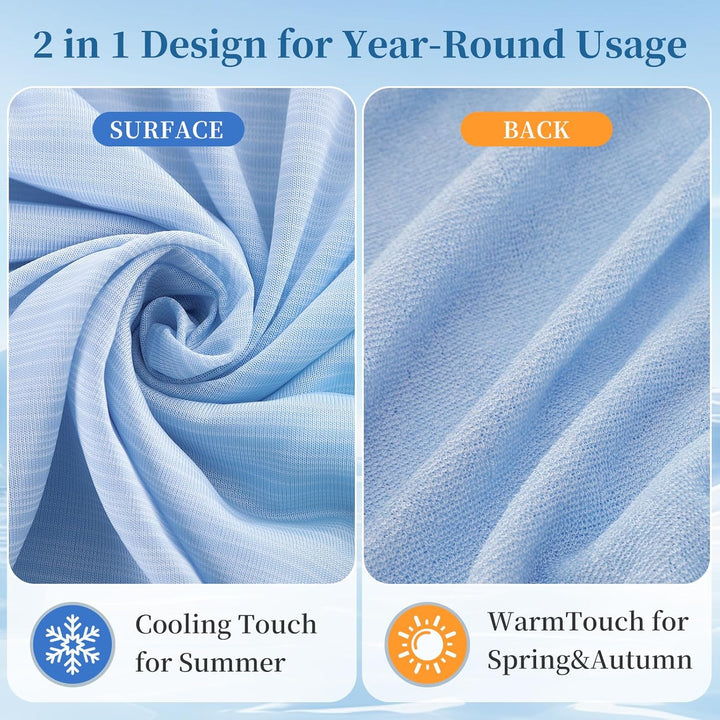 Cool Fiber Q-Max 0.4 Double-Sided Ice Silk Cooling Blanket – Lake Blue | Kalsten