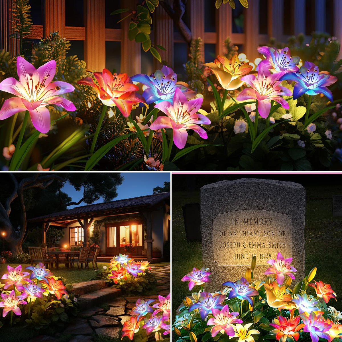 Skanto | Skanto 6 Pack Solar Garden Lights - Waterproof Lily Flowers for Outdoor Garden Decor