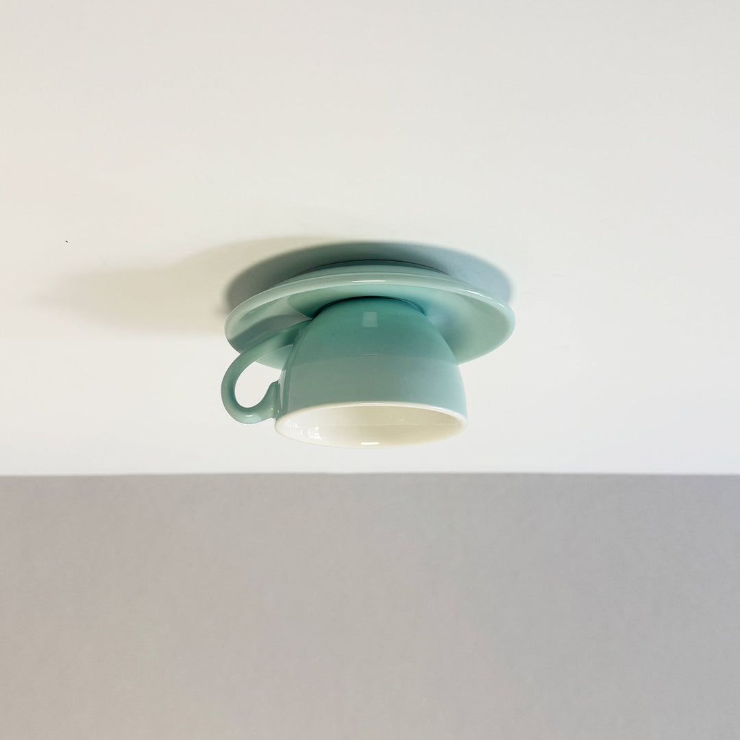 Ceiling Light Ceramic Coffee Cup Shape Indoor Bedroom Living Room Decorative Flush Mount LED Fixture | Kalsten