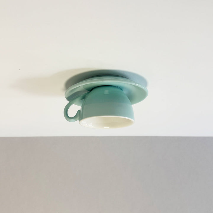 Ceiling Light Ceramic Coffee Cup Shape Indoor Bedroom Living Room Decorative Flush Mount LED Fixture | Kalsten