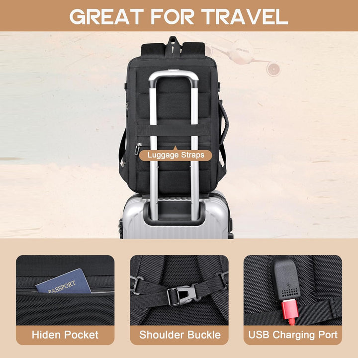 40L Expandable Waterproof Travel Backpack with USB Port & 17” Laptop Sleeve – AirVoyage | Kalsten