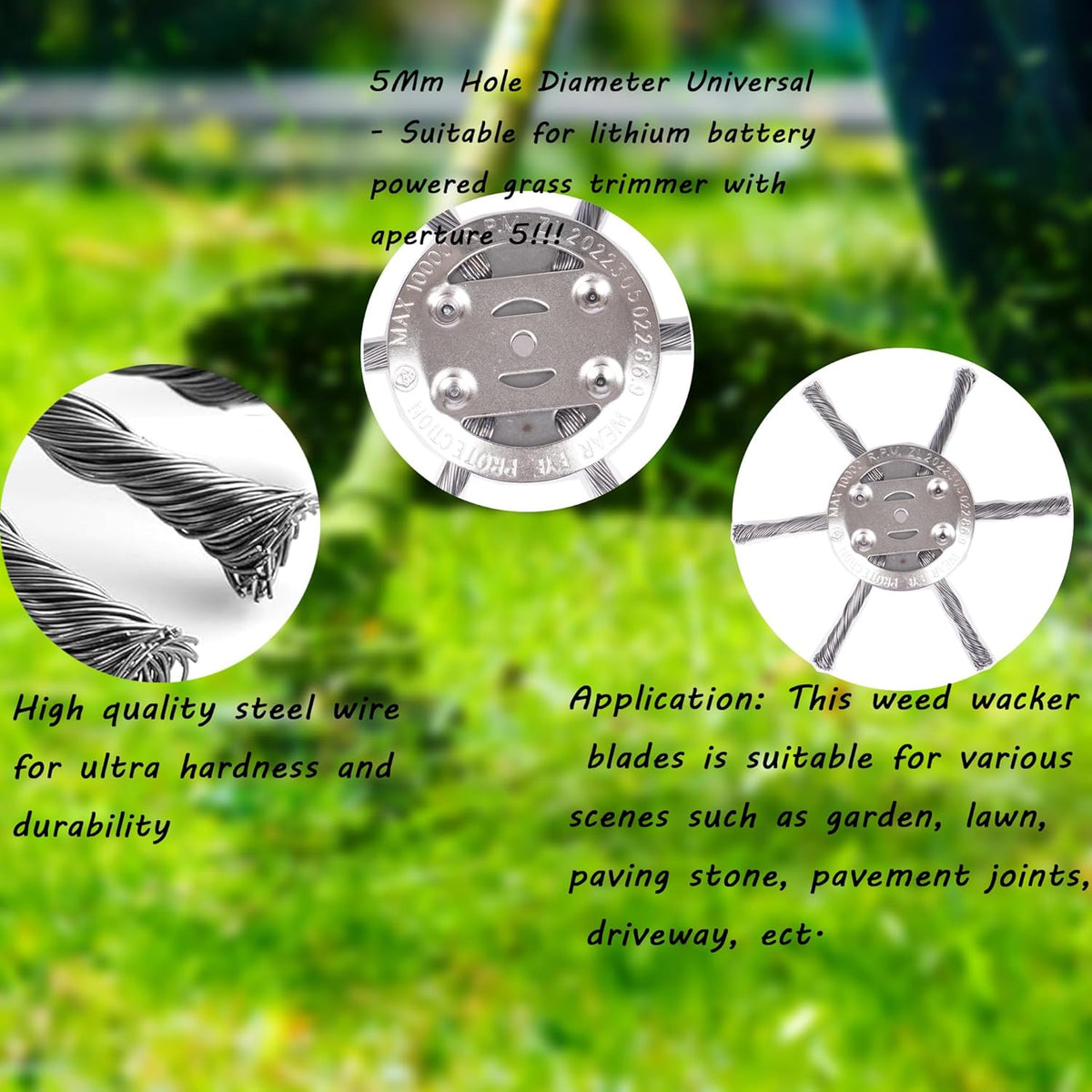 Skanto | 6" Twisted Wire Weed Brush – Steel Trimmer Head for 5 mm Shaft Electric Lawn Mowers