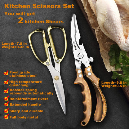 Skanto | Kitchen Shears Heavy Duty Kitchen Shears Set 2-Pack, Poultry Shears Heavy Duty Professional Quick