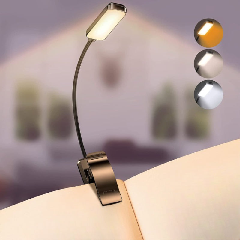 Kalsten | Buy 9 LED USB rechargeable reading lamp for reading in bed - eye-friendly, stepless dimmable | Small lightweight clip-on reading lamp