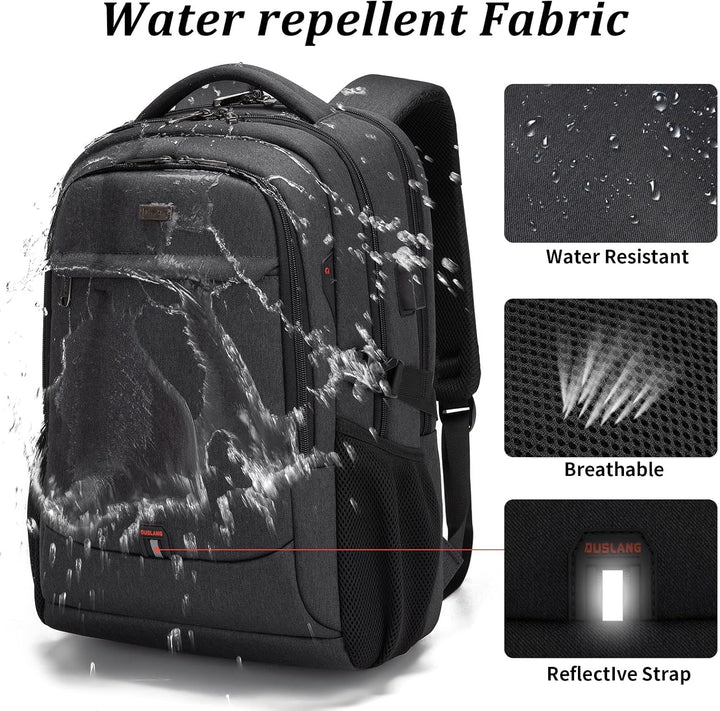 Water-Resistant Travel Laptop Backpack with USB Port & Organised Storage | Kalsten