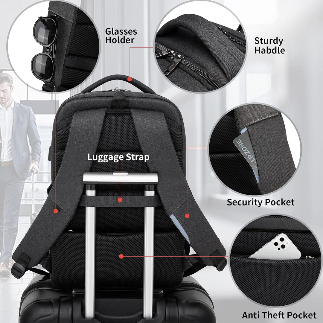 Water-Resistant Travel Laptop Backpack with USB Port & Organised Storage | Kalsten