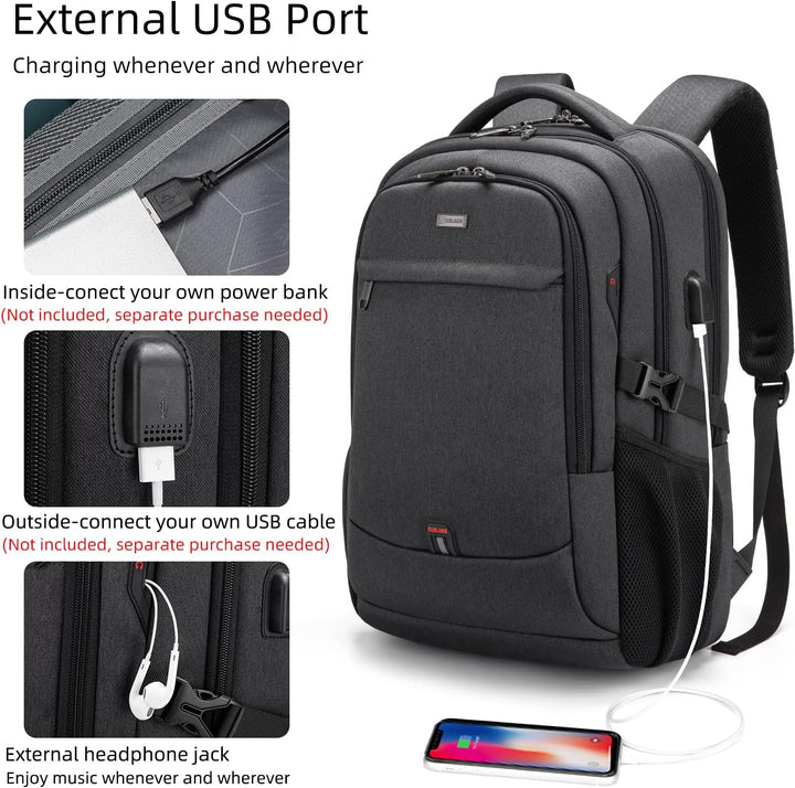 Water-Resistant Travel Laptop Backpack with USB Port & Organised Storage | Kalsten