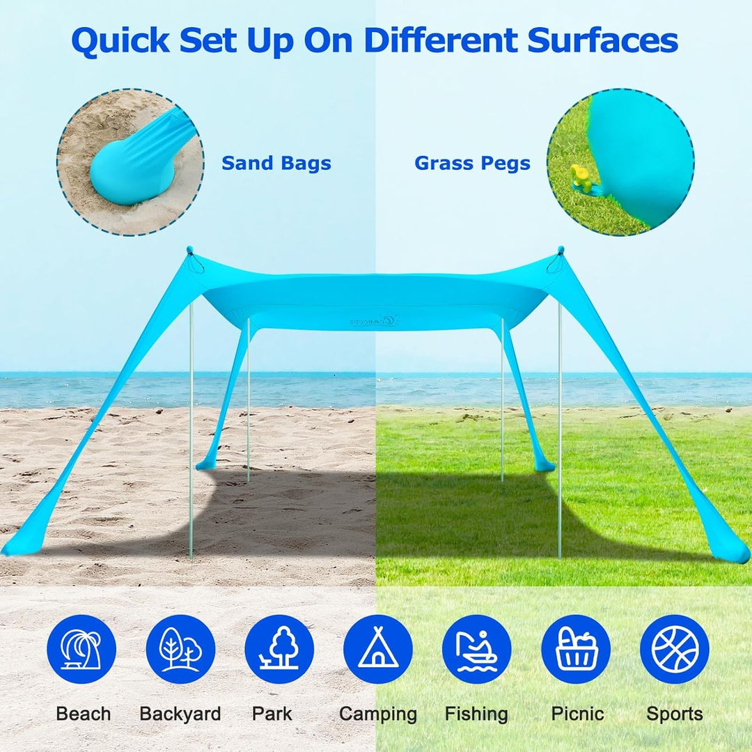 Kalsten | UPF50+ Family Beach Tent with Aluminium Poles and Sand Anchors