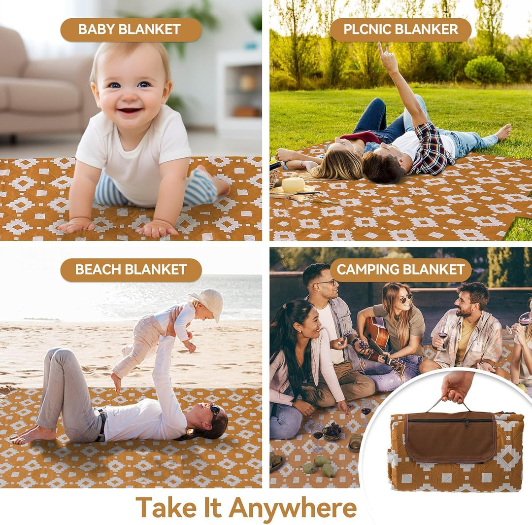 Kalsten | Extra Large Waterproof Picnic Blanket 200 × 200 cm with 3 Layers – MeadowRest
