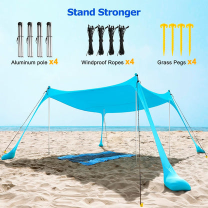 Kalsten | UPF50+ Family Beach Tent with Aluminium Poles and Sand Anchors