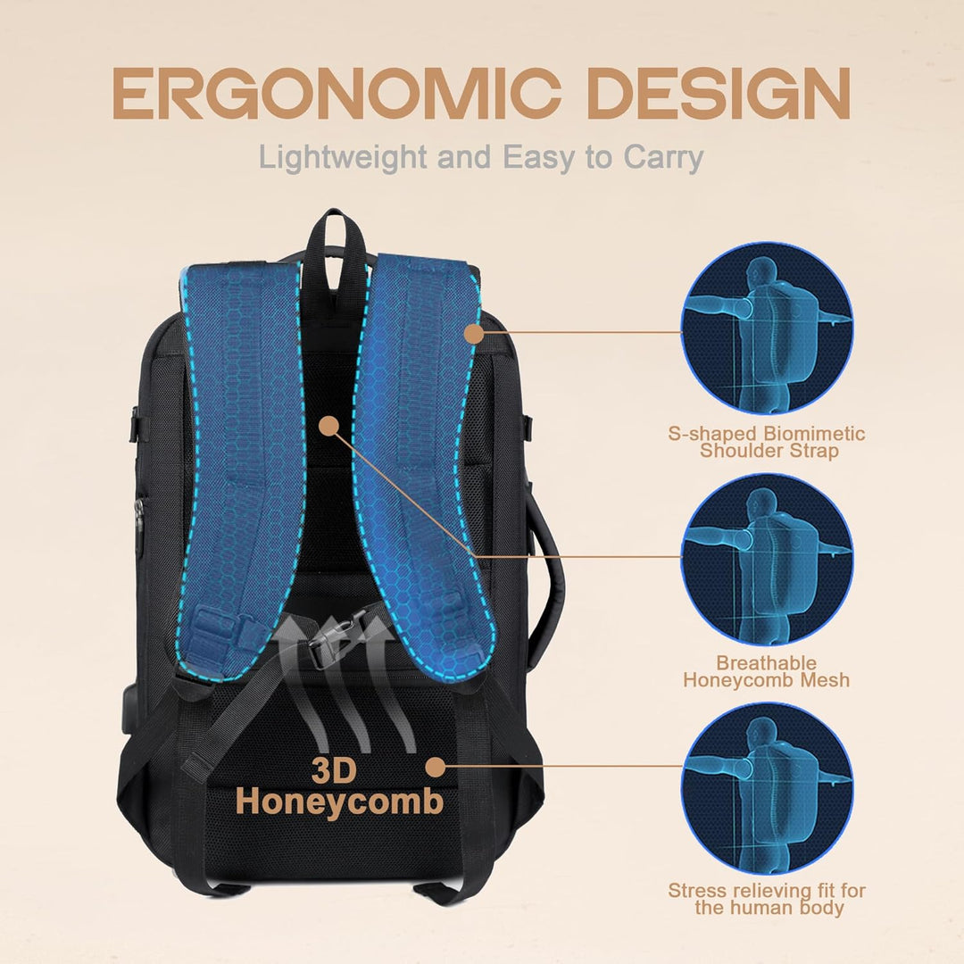 40L Expandable Waterproof Travel Backpack with USB Port & 17” Laptop Sleeve – AirVoyage | Kalsten