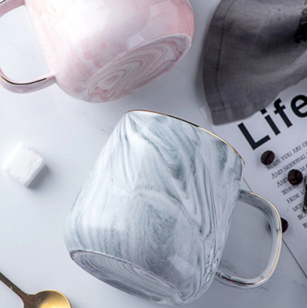 Kalsten | Marble Ceramic Mug with Gold Inlay Handle Dishwasher Safe