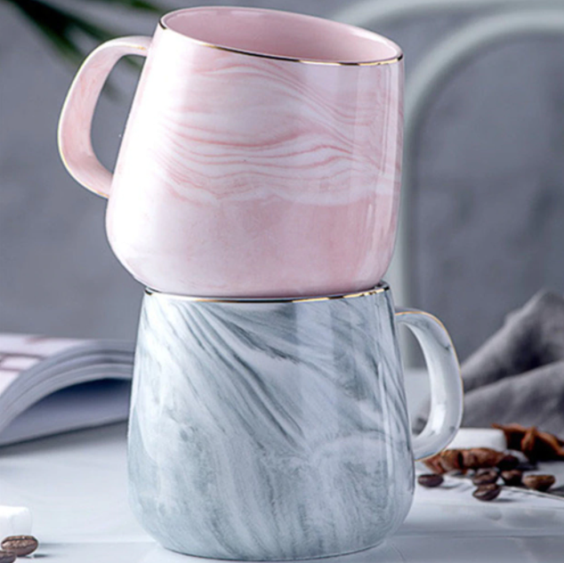 Kalsten | Marble Ceramic Mug with Gold Inlay Handle Dishwasher Safe