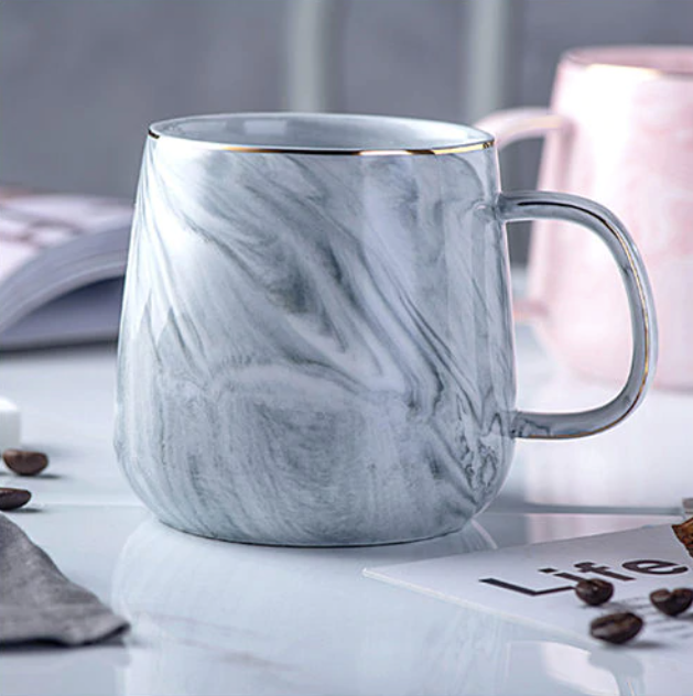 Kalsten | Marble Ceramic Mug with Gold Inlay Handle Dishwasher Safe