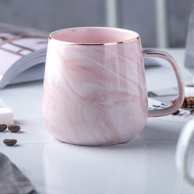 Kalsten | Marble Ceramic Mug with Gold Inlay Handle Dishwasher Safe