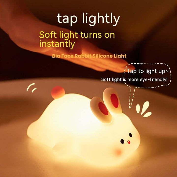 Cute LED Night Light Touch Sensor Cartoon Kid's Nightlights Big Face Rabbit Silicone Night Light Christmas Gift Bedside Lamp Home Decor | Kalsten