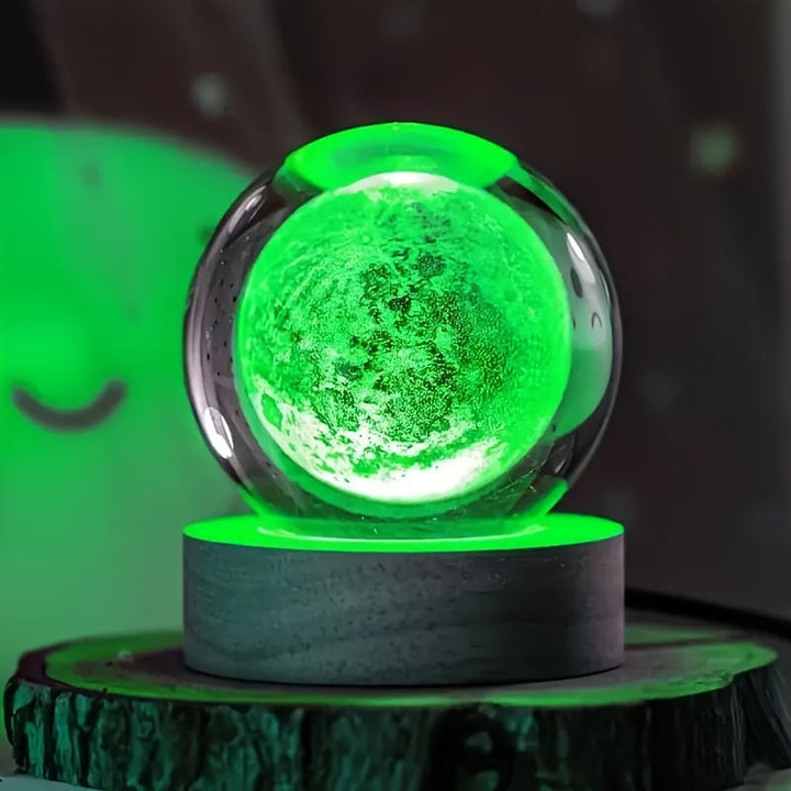 LumiSphere - Luxury 3D Crystal Table Lamp with Wooden Base Kalsten
