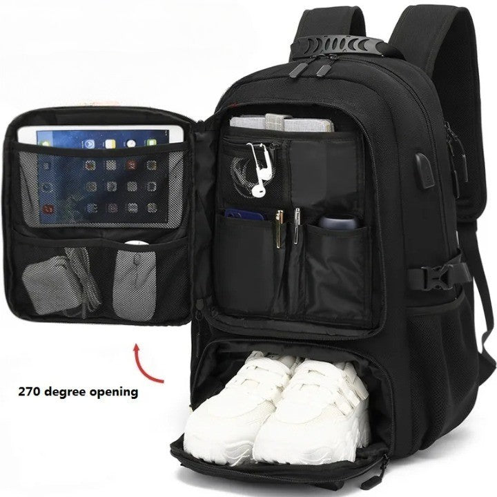 50–80L Travel Backpack with USB Charging