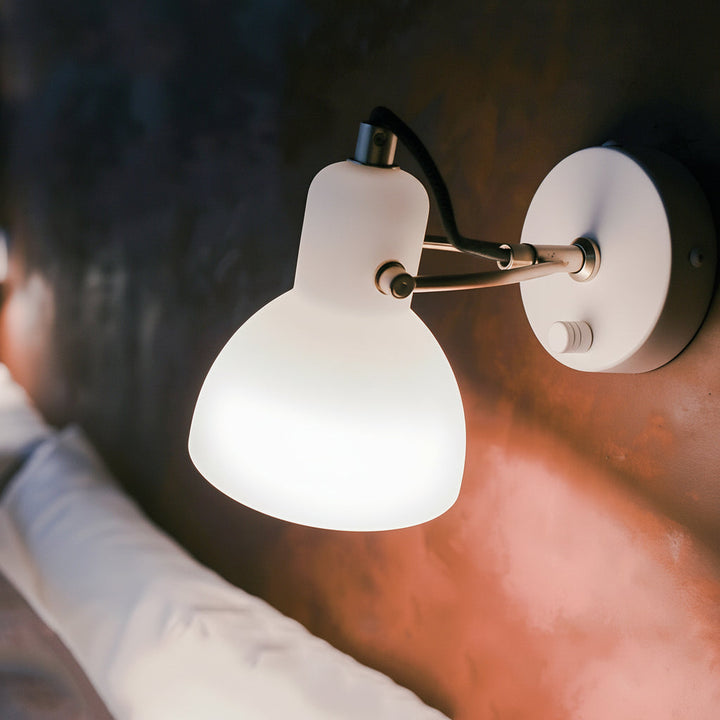 LED Wall Sconce Light – Modern Nordic Rotatable White Glass (18x12cm / 7.1x4.6in) | Kalsten
