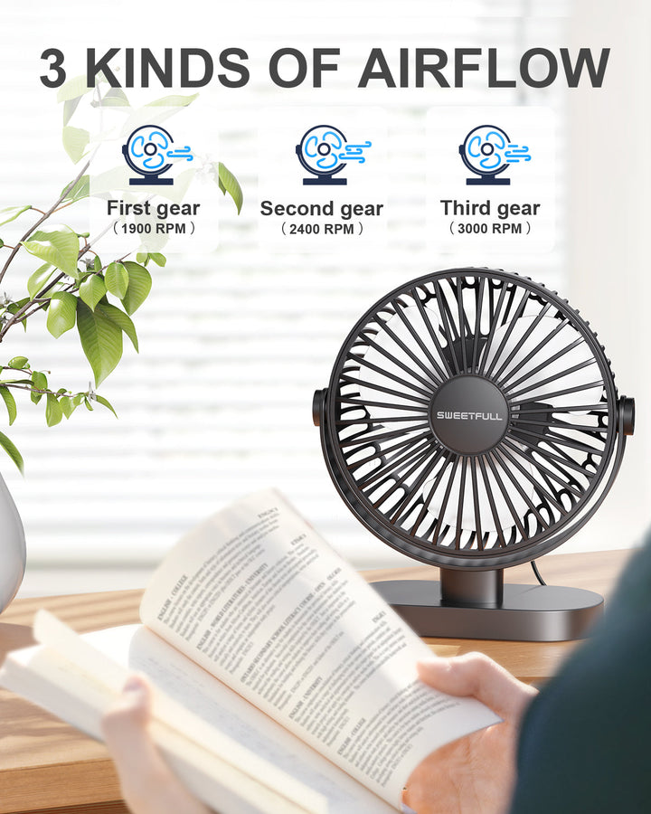 6.5 Inch USB Small Desk Fan for Home Office Car Outdoor Travel | Kalsten