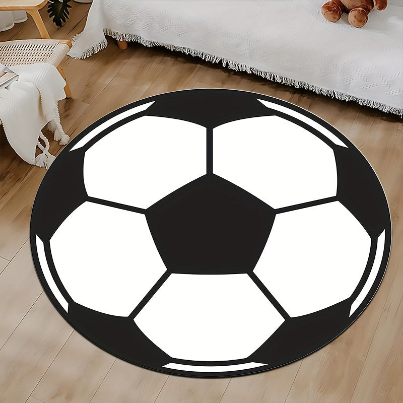 Round football rug with non-slip bottom – Sporty rug for children's room & living room | Kalsten