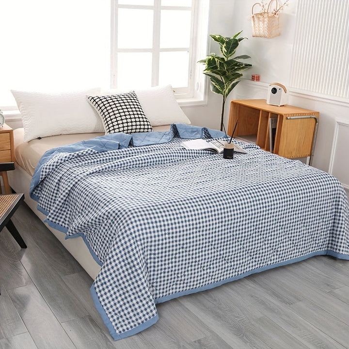 Elegant Preppy Plaid Summer Blanket for Cool Nights Kalsten