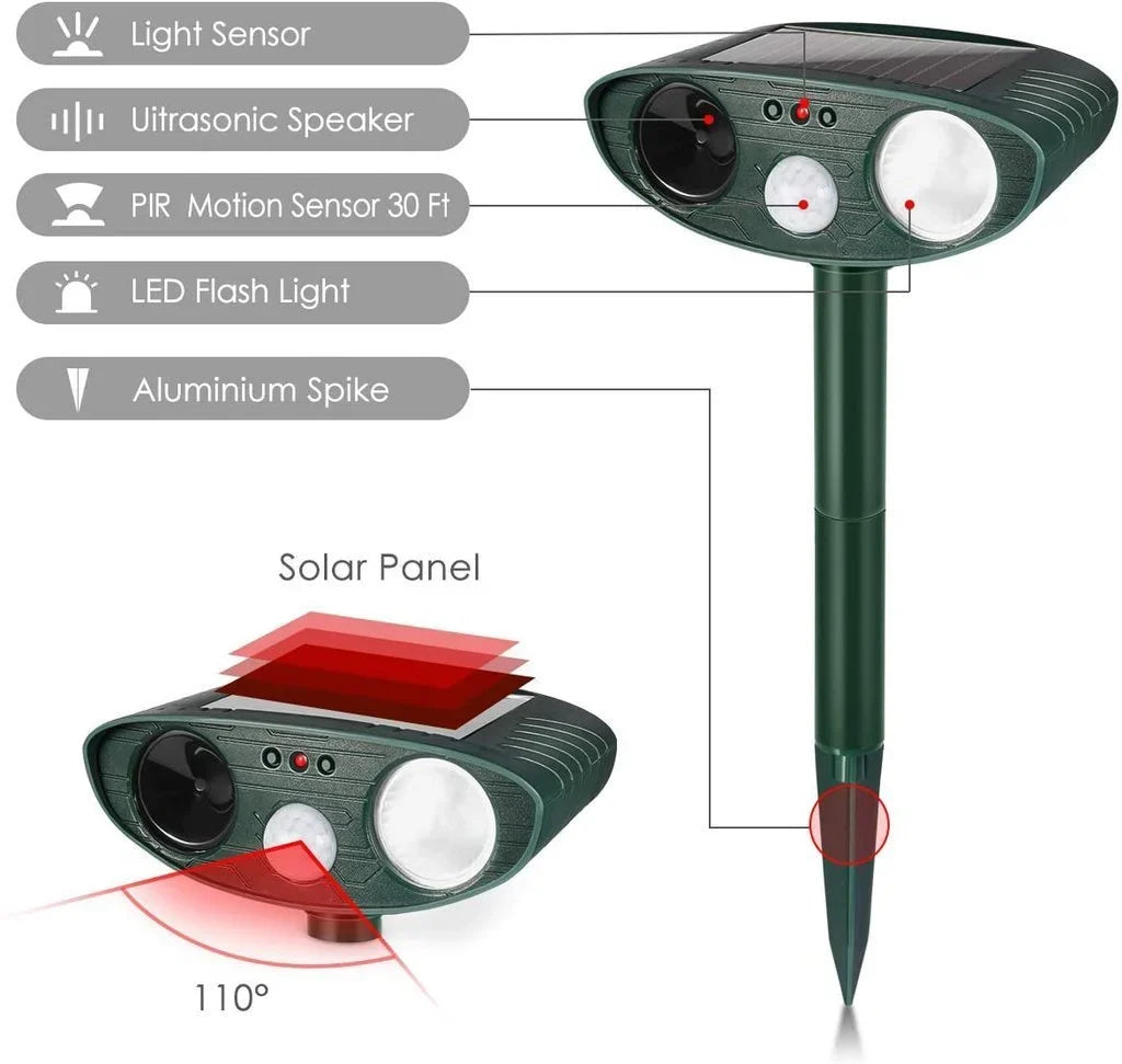 Kalsten | Solar-Powered Ultrasonic Deer Repeller - Effective Deer Deterrent for Gardens & Yards in 48 Hours