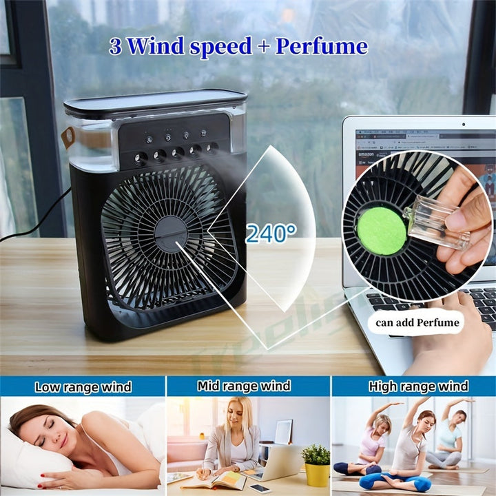 5A 2V Portable 600ml Spray Cooler Fan Desk USB Rechargeable Perfume Humidifier Air Conditioning A/C Cooling Fan 3 Wind Speeds | Kalsten
