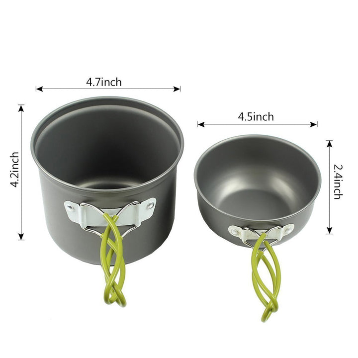 compact lightweight camping cookware and backpacking cook set with folding stove and nesting non-stick pots Kalsten