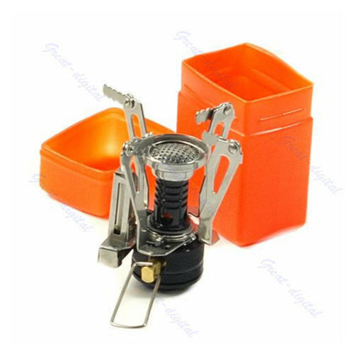 lightweight anodized aluminum backpacking cook set with nesting pots, foldable heat-resistant handles and compact folding gas stove Kalsten