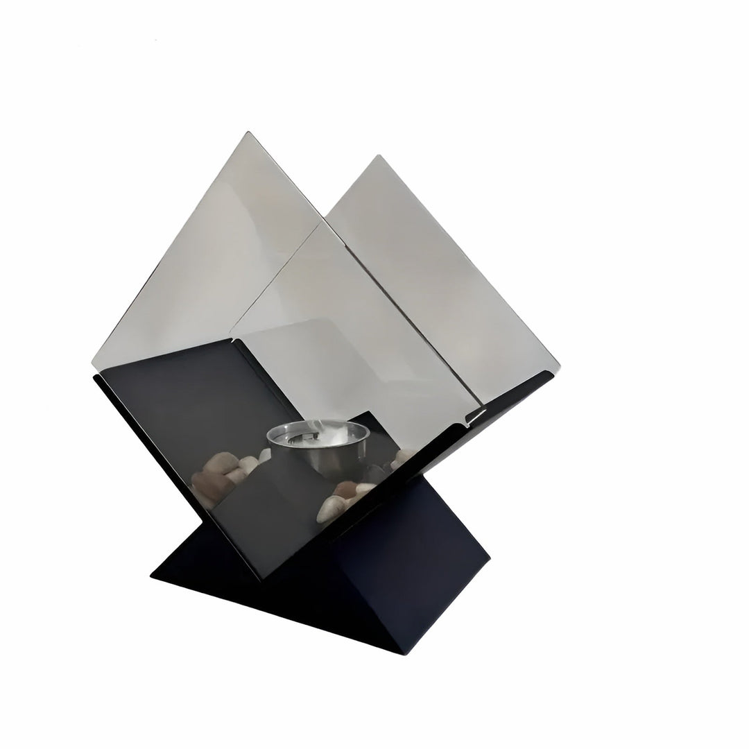 Table fireplace with stone decoration – Stylish ethanol fire | Perfect for living room & balcony | Kalsten