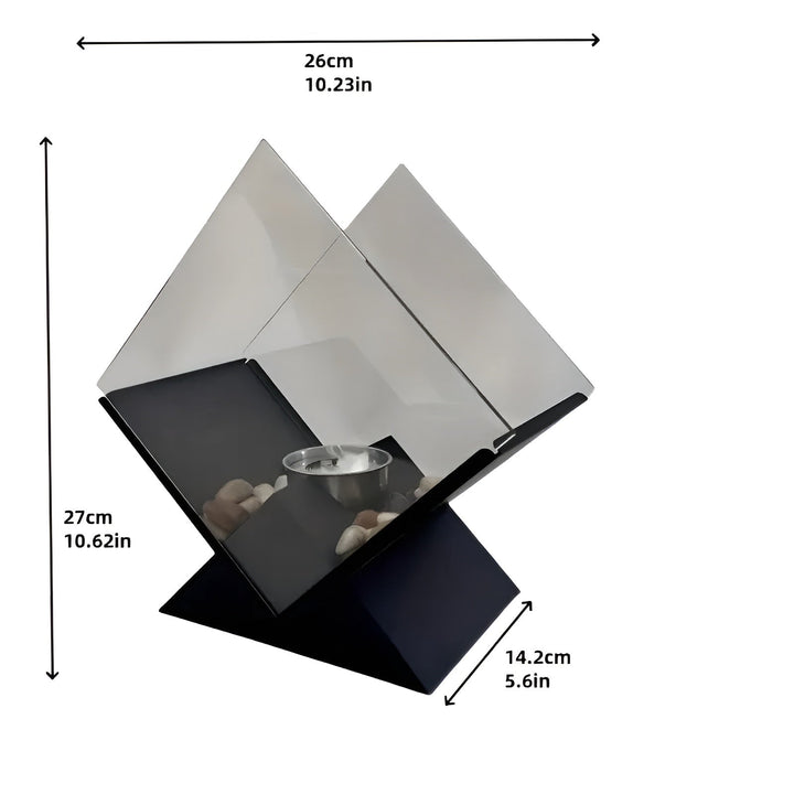 Table fireplace with stone decoration – Stylish ethanol fire | Perfect for living room & balcony | Kalsten