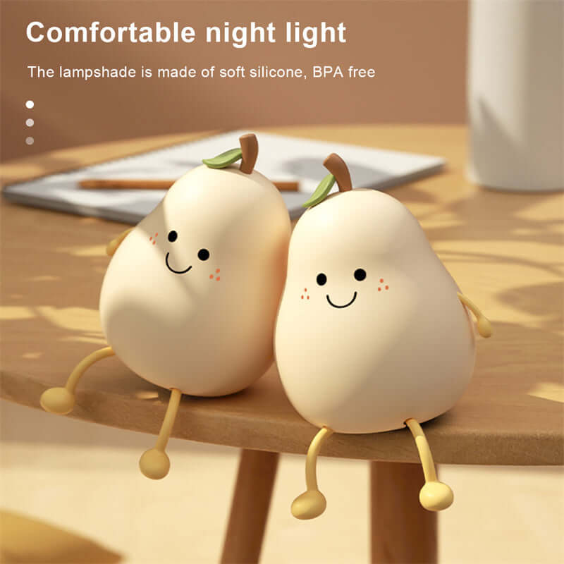 LED Pear Fruit Night Light USB Rechargeable Dimming Touch Silicone Table Lamp Bedroom Bedside Decoration Couple Gift Boby Light | Kalsten