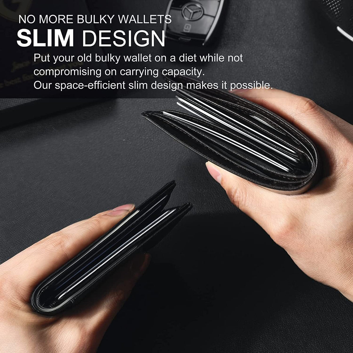 Slim RFID wallet for men | Leather card holder | Black