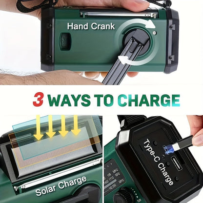 Skanto | StormMate X10 Emergency Radio with 10 000 mAh Power Bank | Solar, Hand Crank & USB-C | LED Light, SOS Alarm & Compass | AM/FM/NOAA