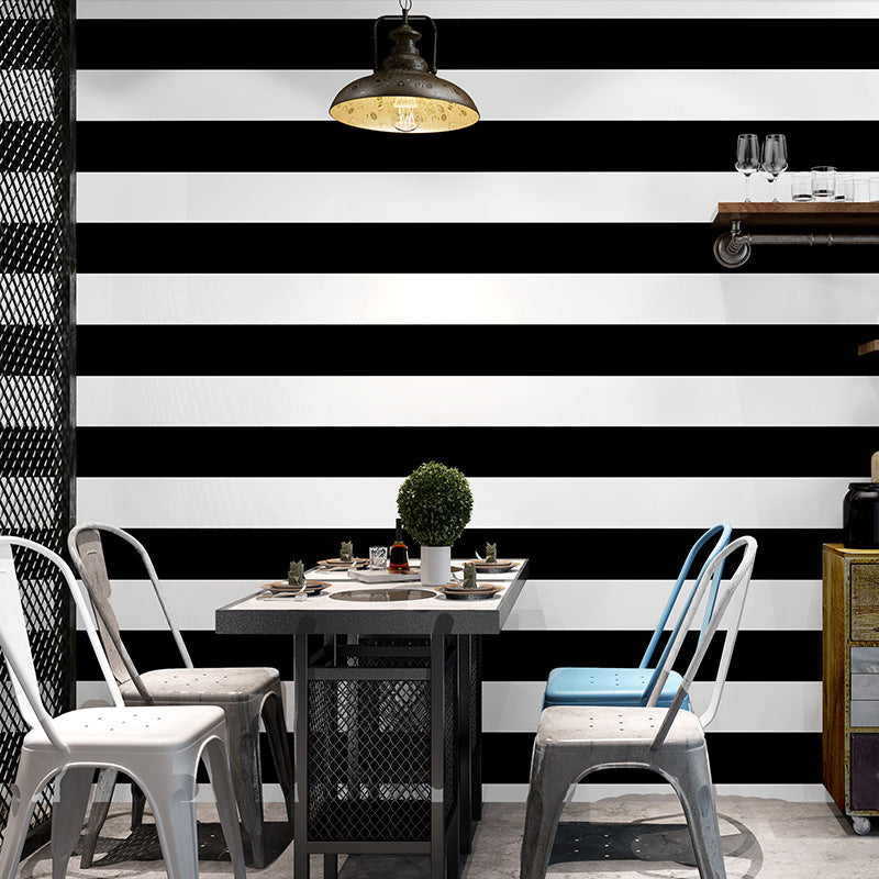 Brehn | Simple wide stripes Non-adhesive wallpaper for coffee rooms and clothing stores, 33-foot x 20.5-inch