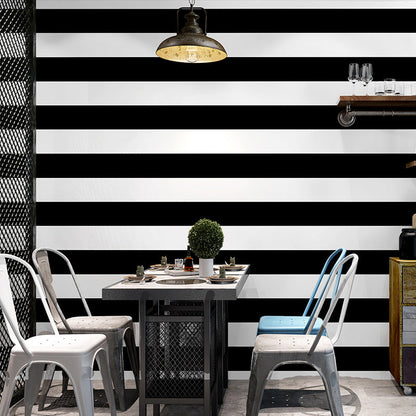 Karnz | Simple Wide Stripes Non-Adhesive Wallpaper for Coffee Rooms and Clothing Stores, 33-Foot x 20.5-Inch
