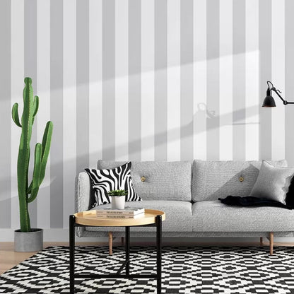 Karnz | Simple Wide Stripes Non-Adhesive Wallpaper for Coffee Rooms and Clothing Stores, 33-Foot x 20.5-Inch